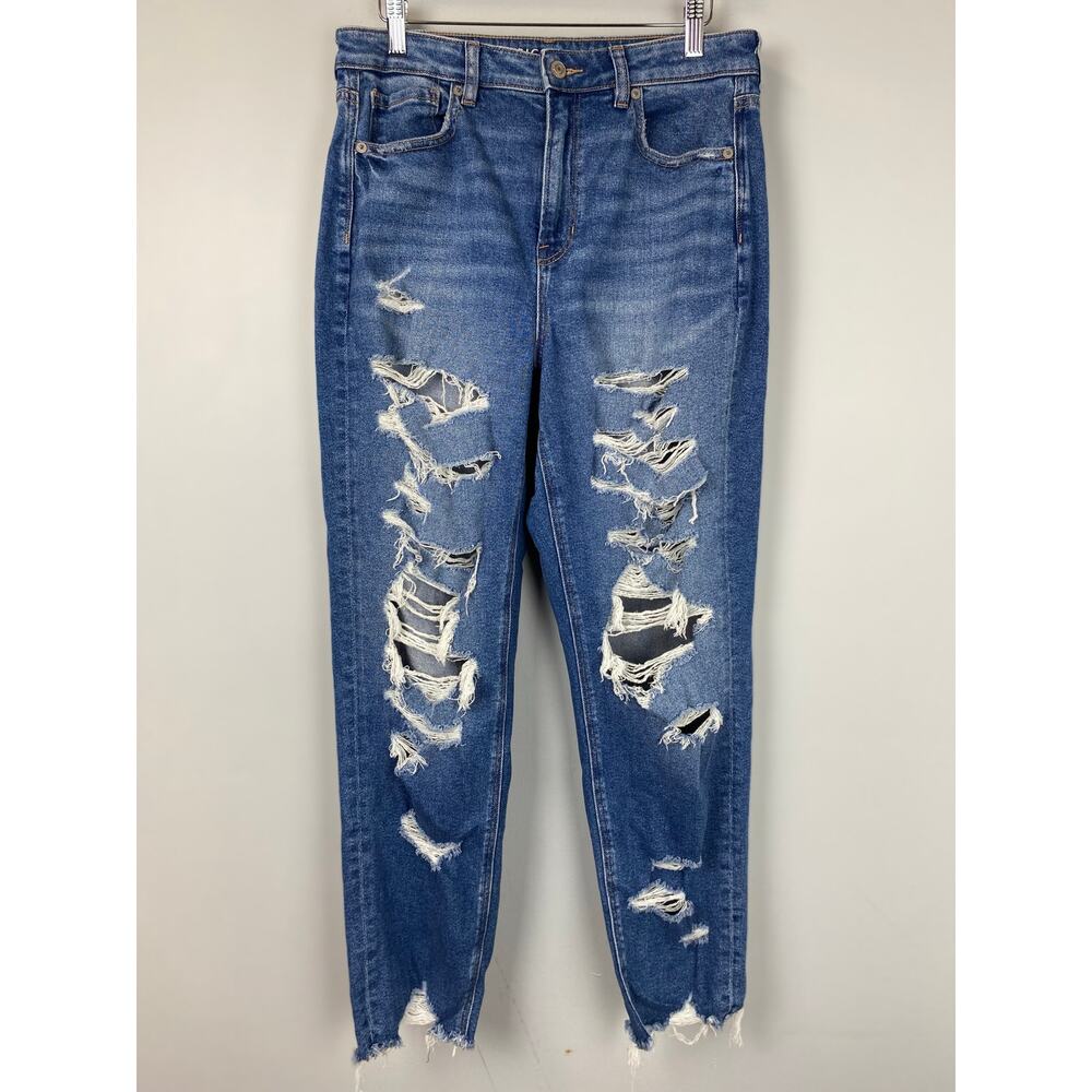 American Eagle Destroyed Ripped High Waist Mom Jeans Size 10
